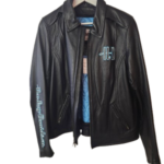 #10366. HD Black Genuine Leather with Blue Liner Jacket X-Large