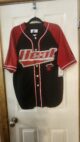 NBA Miami Heat Button Up Black & Red STARTER Jersey L NEW