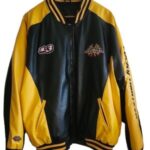 Black & Yellow Racing Style Faux Leather Jacket – Size XL – Vintage Streetwear