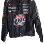 11372 Vintage NASCAR #2 Rusty Wallace Miller Lite Genuine JH Design Navy Leather Jacket XL