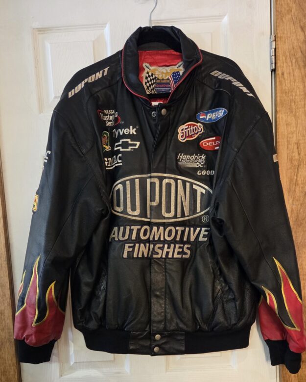 cropped-11208-1-scaled-1.jpg NASCAR Jeff Hamilton Vintage Jeff Gordon Dupont Leather Jacket Black XL - Image 1