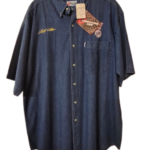 10189 NASCAR Rusty Wallace Short Sleeve Blue Denim Dress/Casual Shirt XL