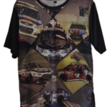 11093 NASCAR All Over Print Racing T-Shirt Large Multi-Car Graphics