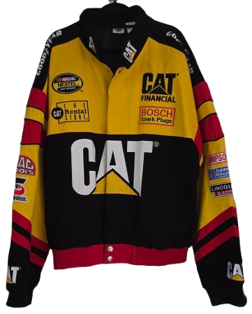 11287-7-removebg-preview 11287 NASCAR Bill Davis Racing CAT Yellow/Black/Red/White Jacket XL - Image 1