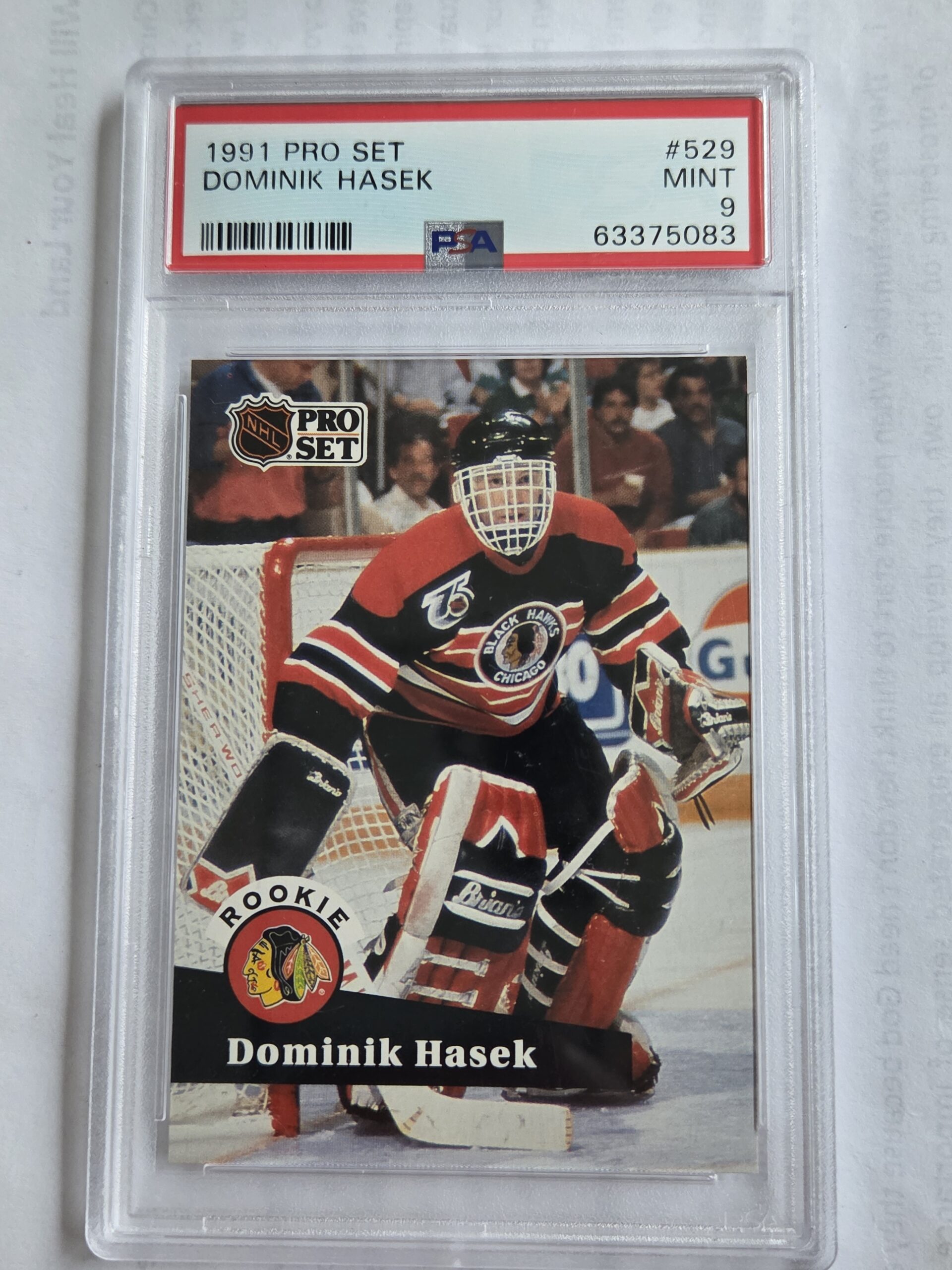 9. Haset Graded 9-1 00007 — Dominik Hasek — 1991 Pro Set #529 - Image 1